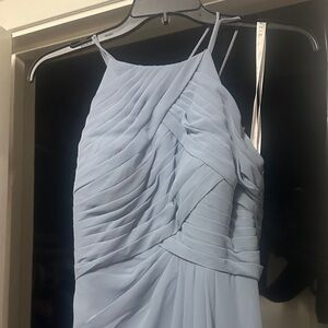 Elegant Blue Pleated Dress